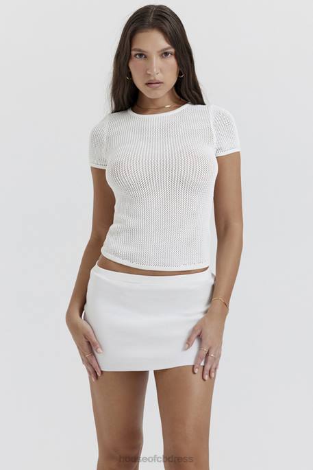 House of CB Mariella White Knit Mini Skirt Clothing 4H6N856