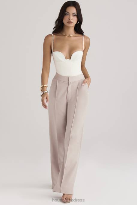 House of CB Alivia Beige Loose Fit Trousers Clothing 4H6N926