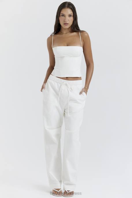 House of CB Luna White Cargo Trousers Clothing 4H6N855