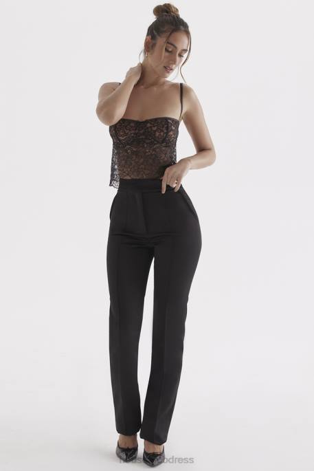 House of CB Tansy Black Satin Trousers Clothing 4H6N870