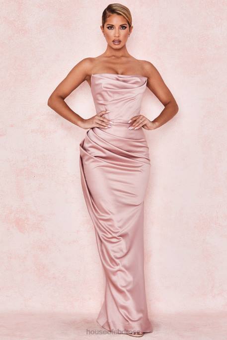 House of CB Adrienne Blush Satin Strapless Gown Clothing 4H6N629