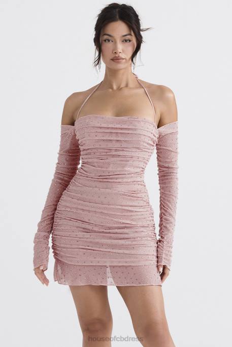 House of CB Estella Soft Pink Crystallised Dress Clothing 4H6N331