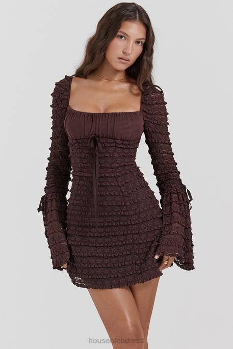 House of CB Marisa Espresso Lace Dress Clothing 4H6N164