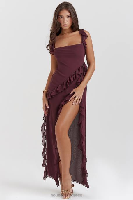 House of CB Ariela Mulberry Ruffle Maxi Dress Clothing 4H6N149