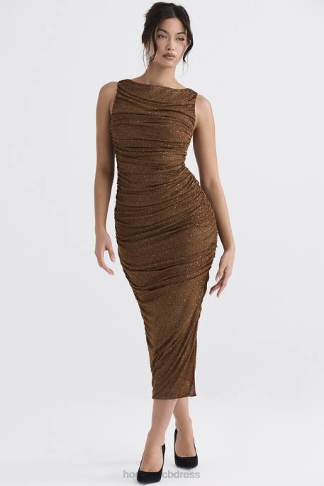 House of CB Laurie Coffee Crystallised Maxi Dress Clothing 4H6N334