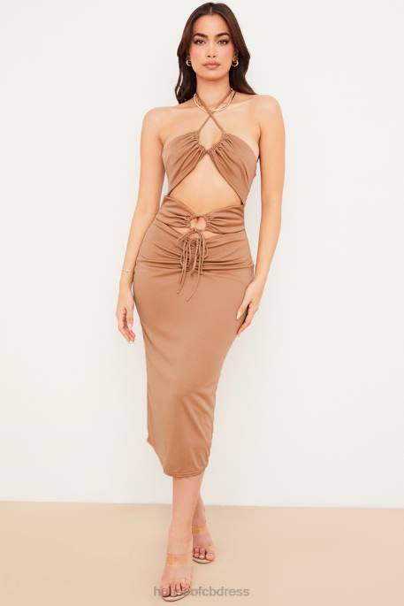 House of CB Kasia Caramel Cutout Midi Dress Clothing 4H6N545