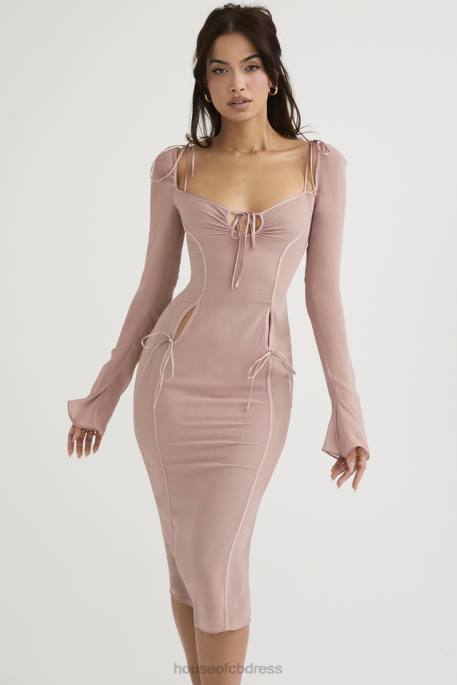 House of CB Ophelia Blush Cutout Midi Dress Clothing 4H6N485