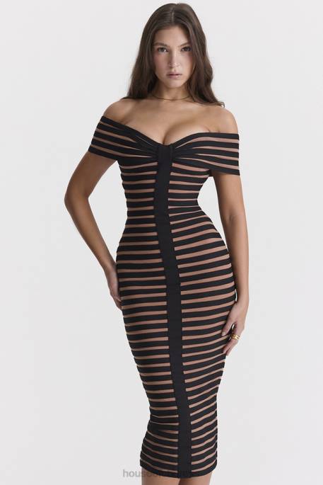 House of CB Petra Striped Bandage Midi Dress Clothing 4H6N275