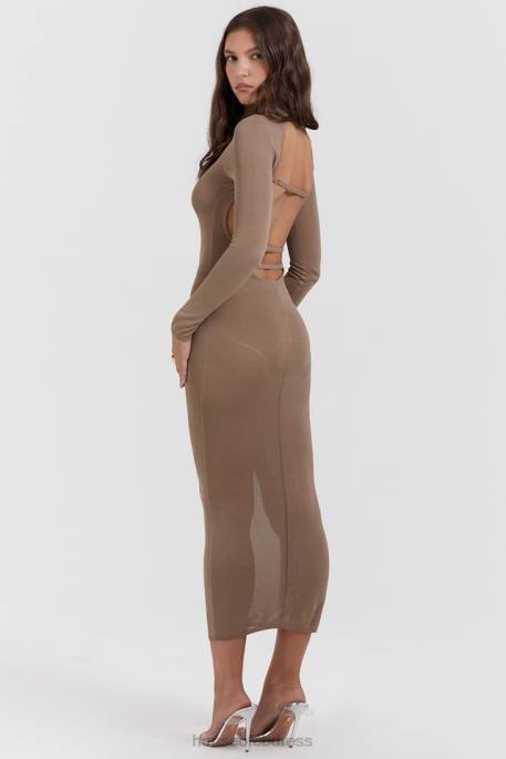 House of CB Roberta Tan Knit Midi Dress Clothing 4H6N169