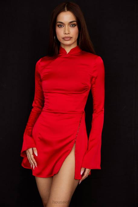 House of CB Alyssa Scarlet Satin Mini Dress Clothing 4H6N498