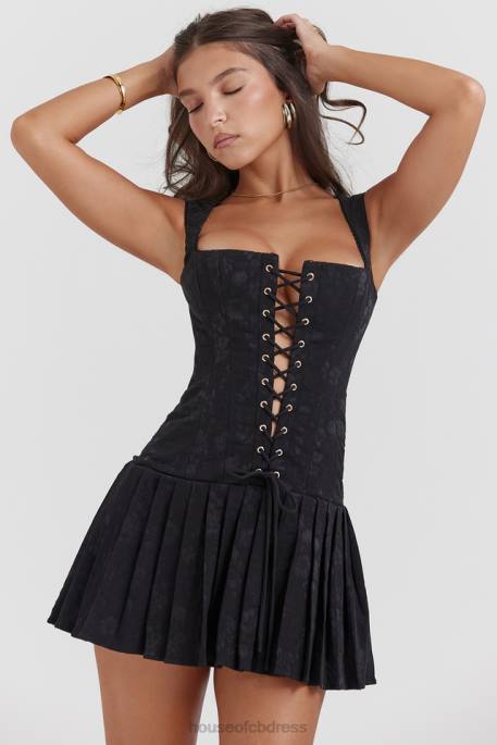 House of CB Talia Black Pleated Mini Dress Clothing 4H6N142