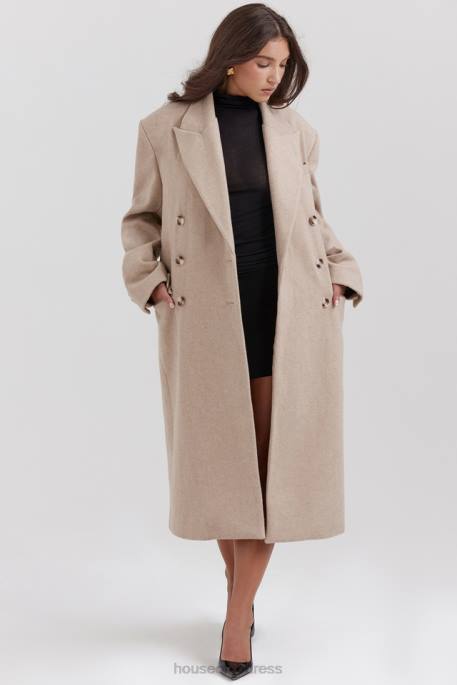 House of CB Carter Oatmeal Double Breasted Coat Clothing 4H6N1027