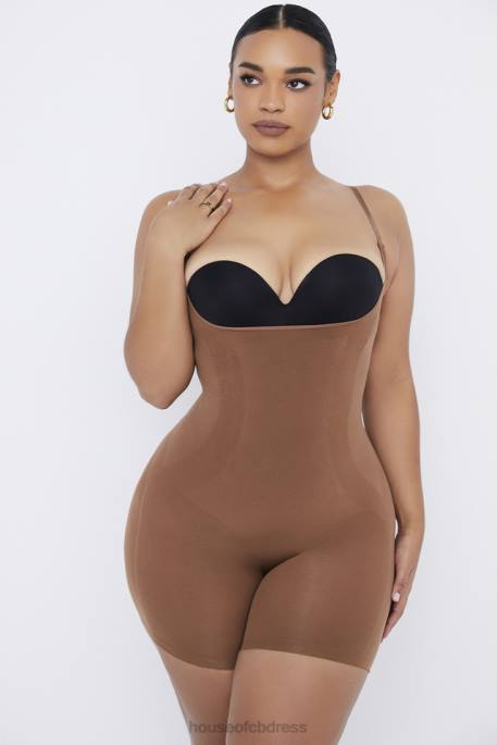 House of CB Mid Thigh Sculpting Bodysuit Mocha Clothing 4H6N1276