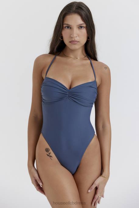 House of CB Aruba Deep Blue Gathered Swimsuit Clothing 4H6N1188