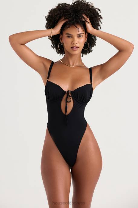 House of CB Cannes Black Cutout Swimsuit Clothing 4H6N1210