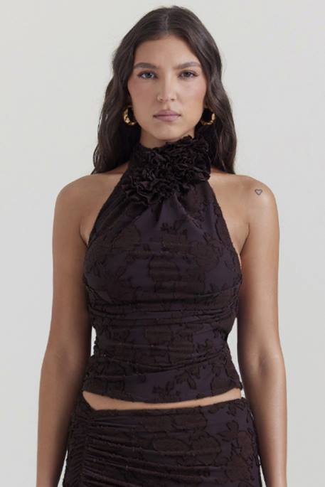 House of CB Kyra Cocoa Halter Top Clothing 4H6N661