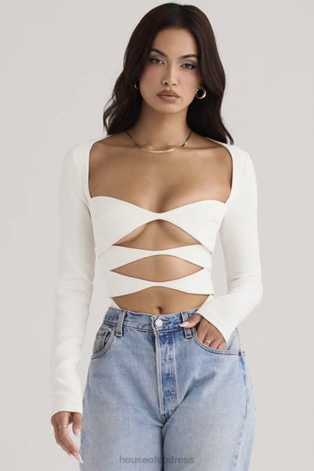 House of CB Danica White Cutout Bodysuit Clothing 4H6N719