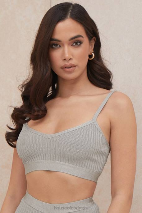 House of CB Evie Grey Marl Bandage Bralette Clothing 4H6N1057