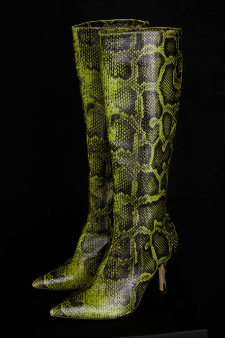 House of CB Royale Green Print Knee High Boots Shoes 4H6N1071