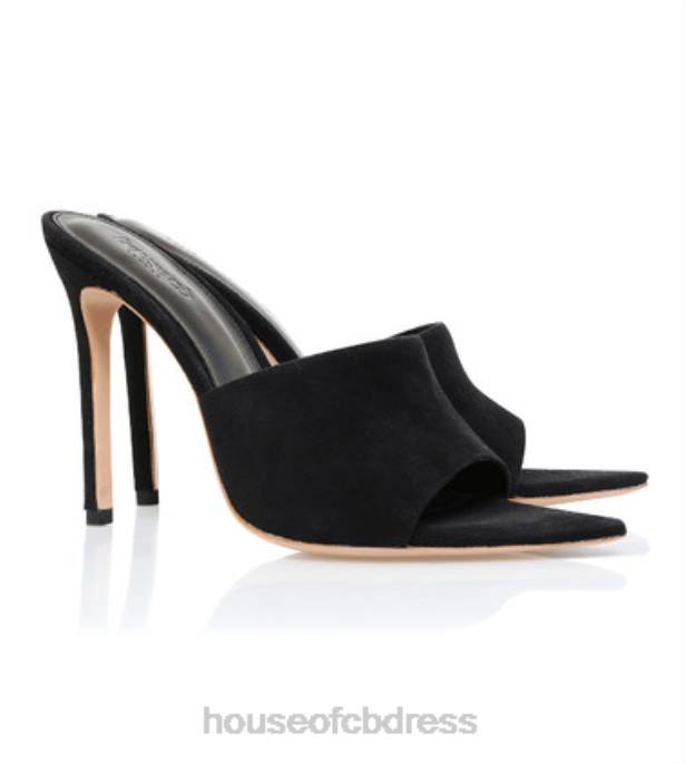 House of CB Andromeda Black Suede Pointed Mule Shoes 4H6N1112