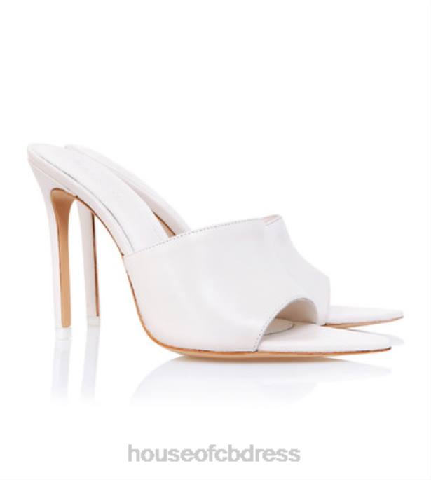 House of CB Andromeda Off White Leather Pointed Mule Shoes 4H6N1111