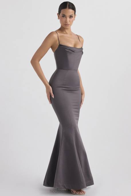 House of CB Violette Shadow Satin Fishtail Gown Weddings 4H6N1152